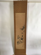 Japanese Hanging Scroll Vtg Kakejiku Kakemono Painting Men Cleaning SC678