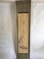 Japanese Hanging Scroll Vtg Kakejiku Kakemono Painting Miscanthus Duck SC642