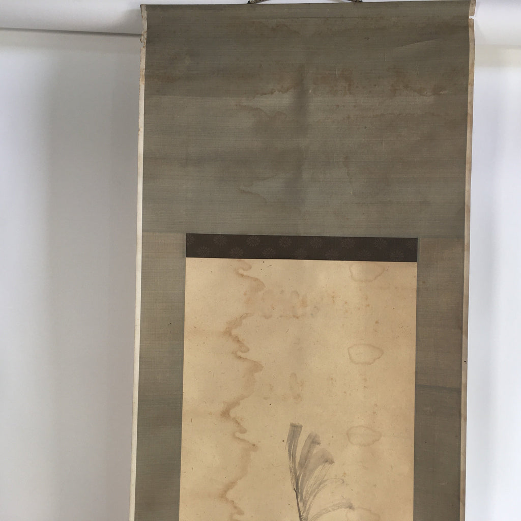 Japanese Hanging Scroll Vtg Kakejiku Kakemono Painting Miscanthus Duck SC642
