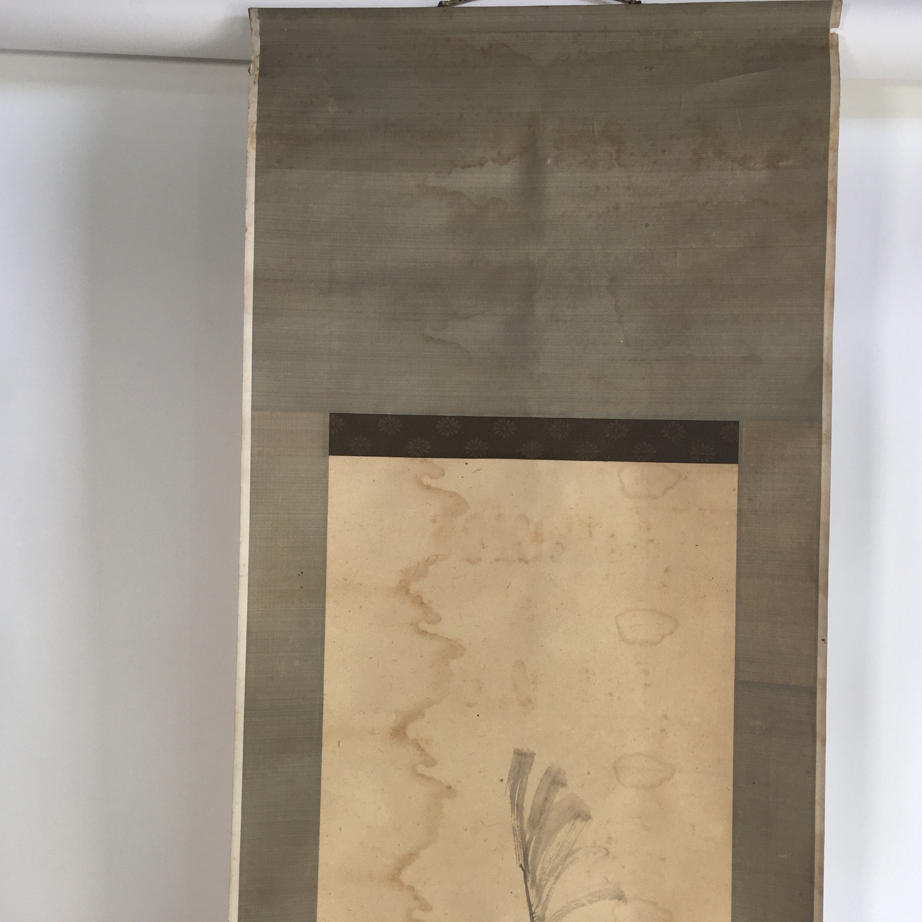 Japanese Hanging Scroll Vtg Kakejiku Kakemono Painting Miscanthus Duck SC642