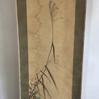Japanese Hanging Scroll Vtg Kakejiku Kakemono Painting Miscanthus Duck SC642