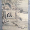 Japanese Hanging Scroll Vtg Kakejiku Kakemono Painting Monk Landscape SC690