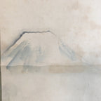 Japanese Hanging Scroll Vtg Kakejiku Kakemono Painting Mount Fuji Traveler SC62