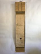 Japanese Hanging Scroll Vtg Kakejiku Kakemono Painting Mount Fuji Traveler SC62