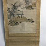 Japanese Hanging Scroll Vtg Kakejiku Kakemono Painting Mountain Hut SC654