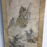 Japanese Hanging Scroll Vtg Kakejiku Kakemono Painting Mountain Hut SC654