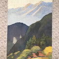 Japanese Hanging Scroll Vtg Kakejiku Kakemono Painting Mountain River SC571
