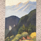 Japanese Hanging Scroll Vtg Kakejiku Kakemono Painting Mountain River SC571