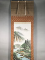 Japanese Hanging Scroll Vtg Kakejiku Kakemono Painting Mountain River SC574