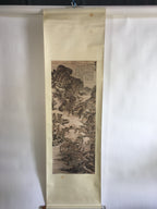 Japanese Hanging Scroll Vtg Kakejiku Kakemono Painting Mountain Sansuki SC644