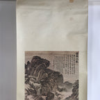 Japanese Hanging Scroll Vtg Kakejiku Kakemono Painting Mountain Sansuki SC644