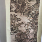 Japanese Hanging Scroll Vtg Kakejiku Kakemono Painting Mountain Sansuki SC644