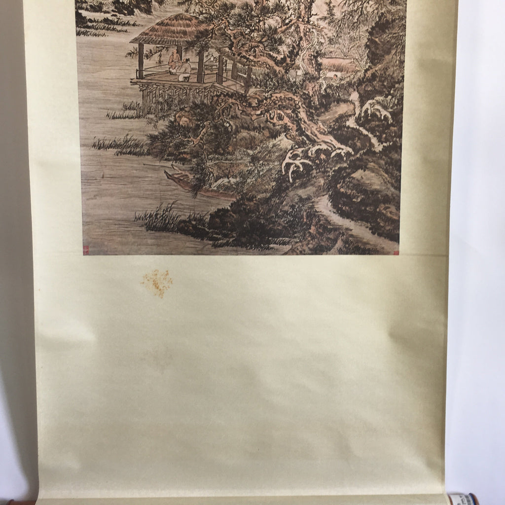 Japanese Hanging Scroll Vtg Kakejiku Kakemono Painting Mountain Sansuki SC644