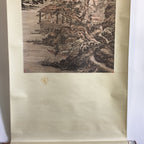 Japanese Hanging Scroll Vtg Kakejiku Kakemono Painting Mountain Sansuki SC644