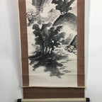 Japanese Hanging Scroll Vtg Kakejiku Kakemono Painting Mountain landscape SC666