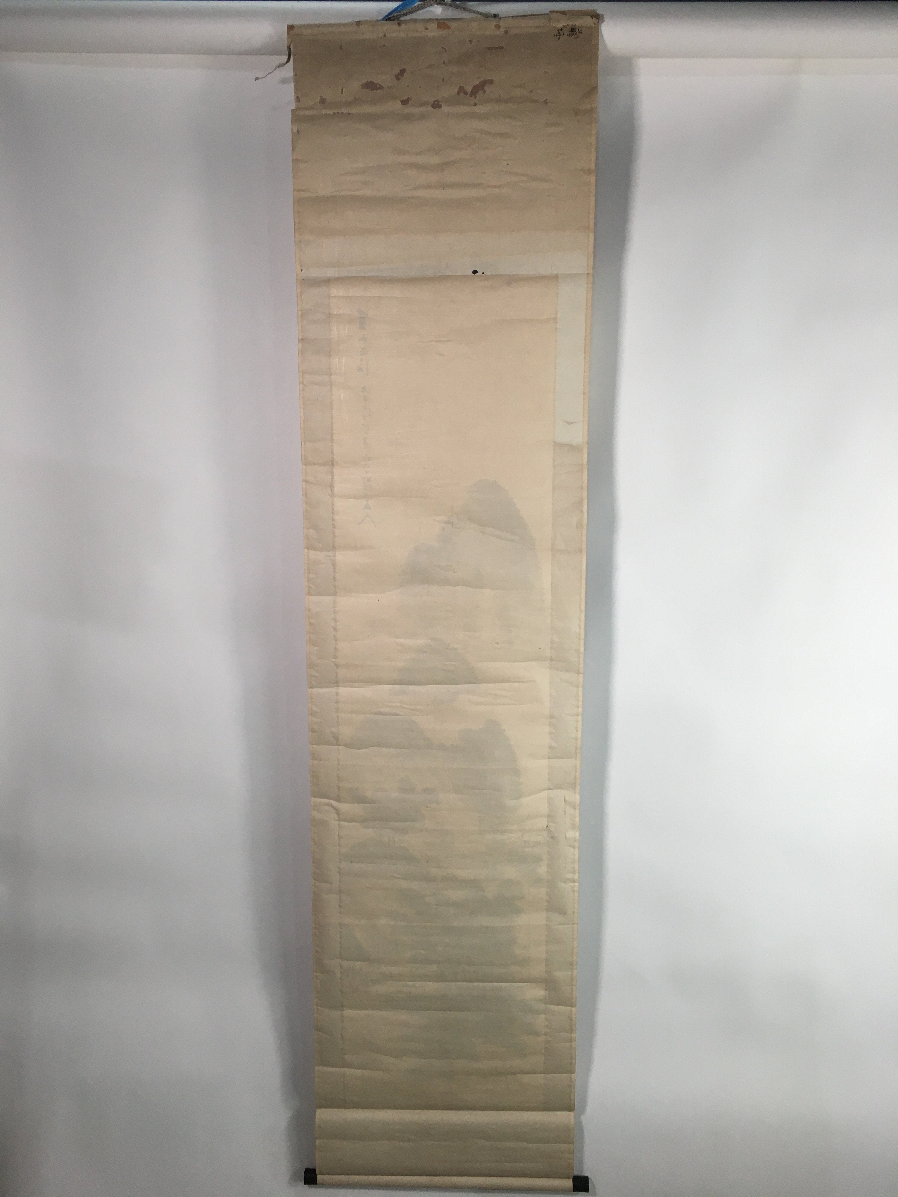 Japanese Hanging Scroll Vtg Kakejiku Kakemono Painting Mountain landscape SC666