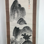 Japanese Hanging Scroll Vtg Kakejiku Kakemono Painting Mountain landscape SC666
