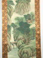 Japanese Hanging Scroll Vtg Kakejiku Kakemono Painting Mountains SC604