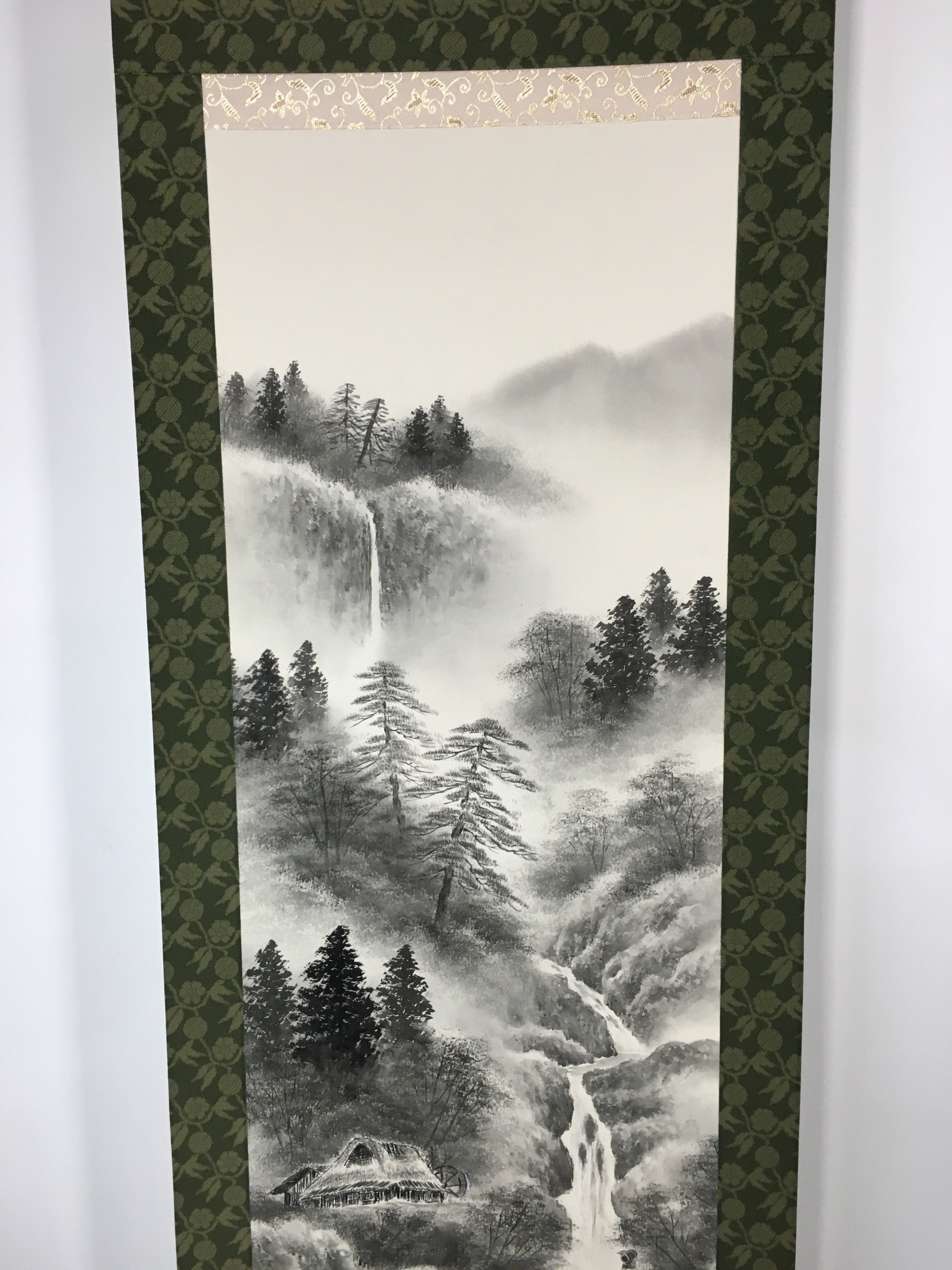 Japanese Hanging Scroll Vtg Kakejiku Kakemono Painting Mountains SC609
