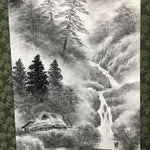 Japanese Hanging Scroll Vtg Kakejiku Kakemono Painting Mountains SC609