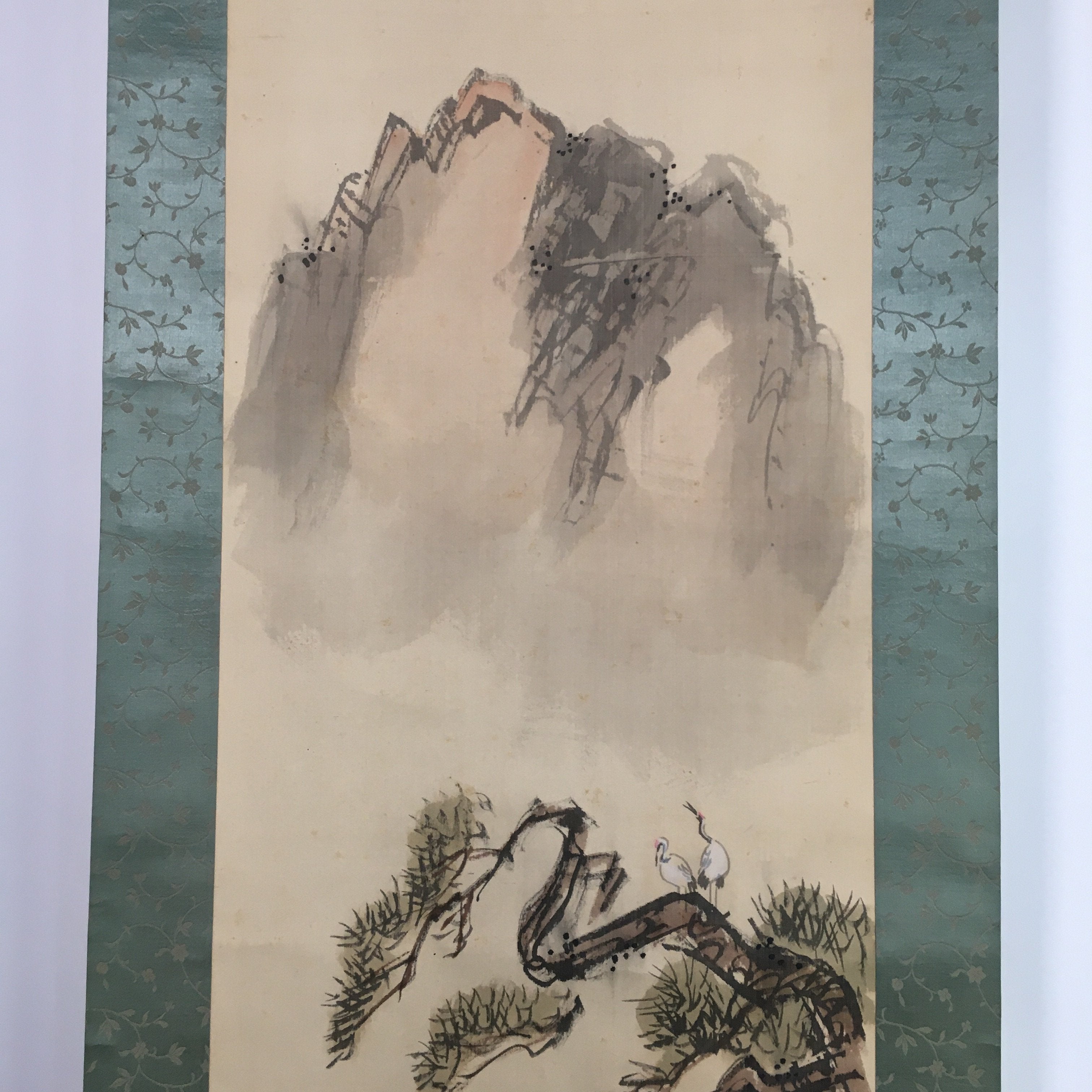 Japanese Hanging Scroll Vtg Kakejiku Kakemono Painting Pine Tree SC665
