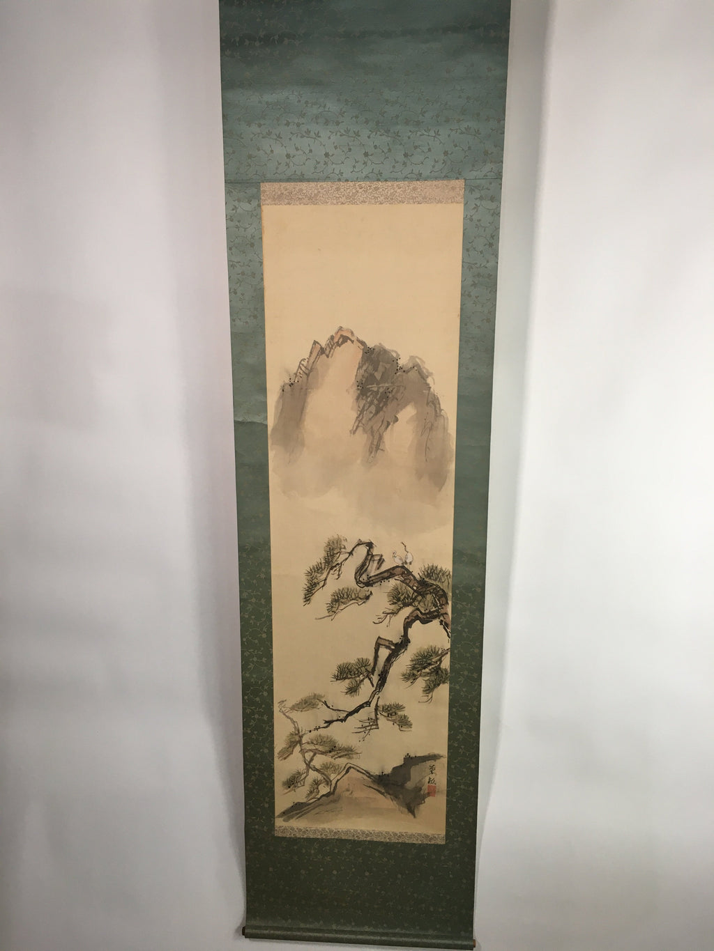 Japanese Hanging Scroll Vtg Kakejiku Kakemono Painting Pine Tree SC665