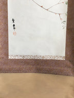 Japanese Hanging Scroll Vtg Kakejiku Kakemono Painting Pink Rose Flower SC693