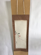 Japanese Hanging Scroll Vtg Kakejiku Kakemono Painting Pink Rose Flower SC693
