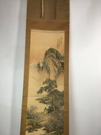Japanese Hanging Scroll Vtg Kakejiku Kakemono Painting Plum Garden SC602