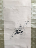 Japanese Hanging Scroll Vtg Kakejiku Kakemono Painting Poetry Mountain SC696