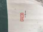 Japanese Hanging Scroll Vtg Kakejiku Kakemono Painting Snow Mountain Hut SC632
