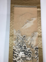Japanese Hanging Scroll Vtg Kakejiku Kakemono Painting Snow Mountain SC601