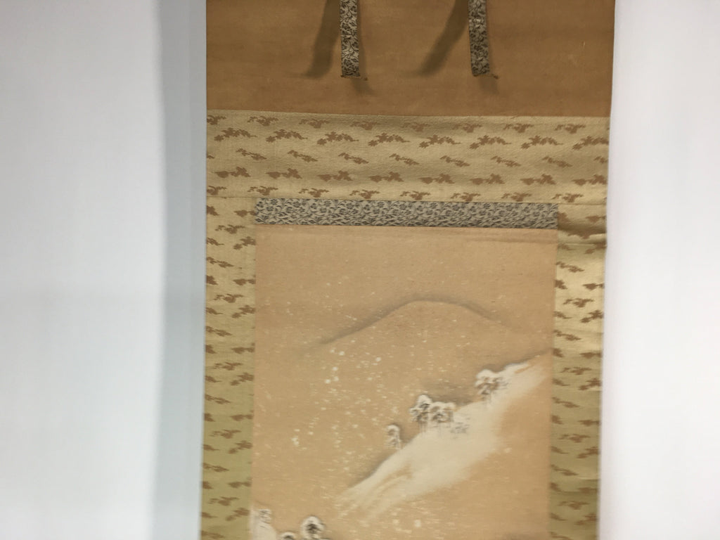 Japanese Hanging Scroll Vtg Kakejiku Kakemono Painting Snow Mountain SC601