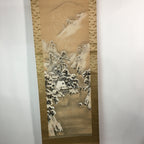 Japanese Hanging Scroll Vtg Kakejiku Kakemono Painting Snow Mountain SC601