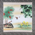 Japanese Hanging Scroll Vtg Kakejiku Kakemono Painting Sparrow Gourd SC578