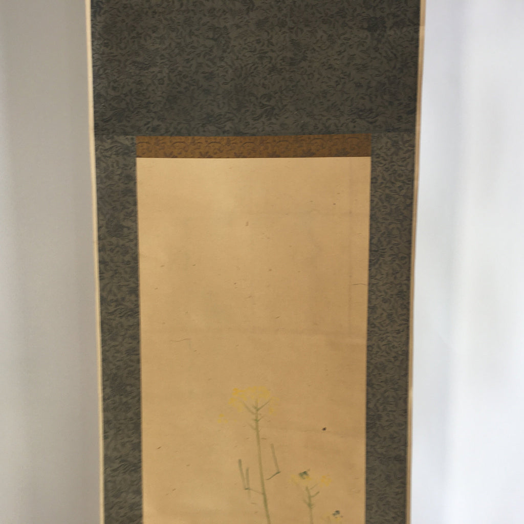 Japanese Hanging Scroll Vtg Kakejiku Kakemono Painting Spring Flowers SC640
