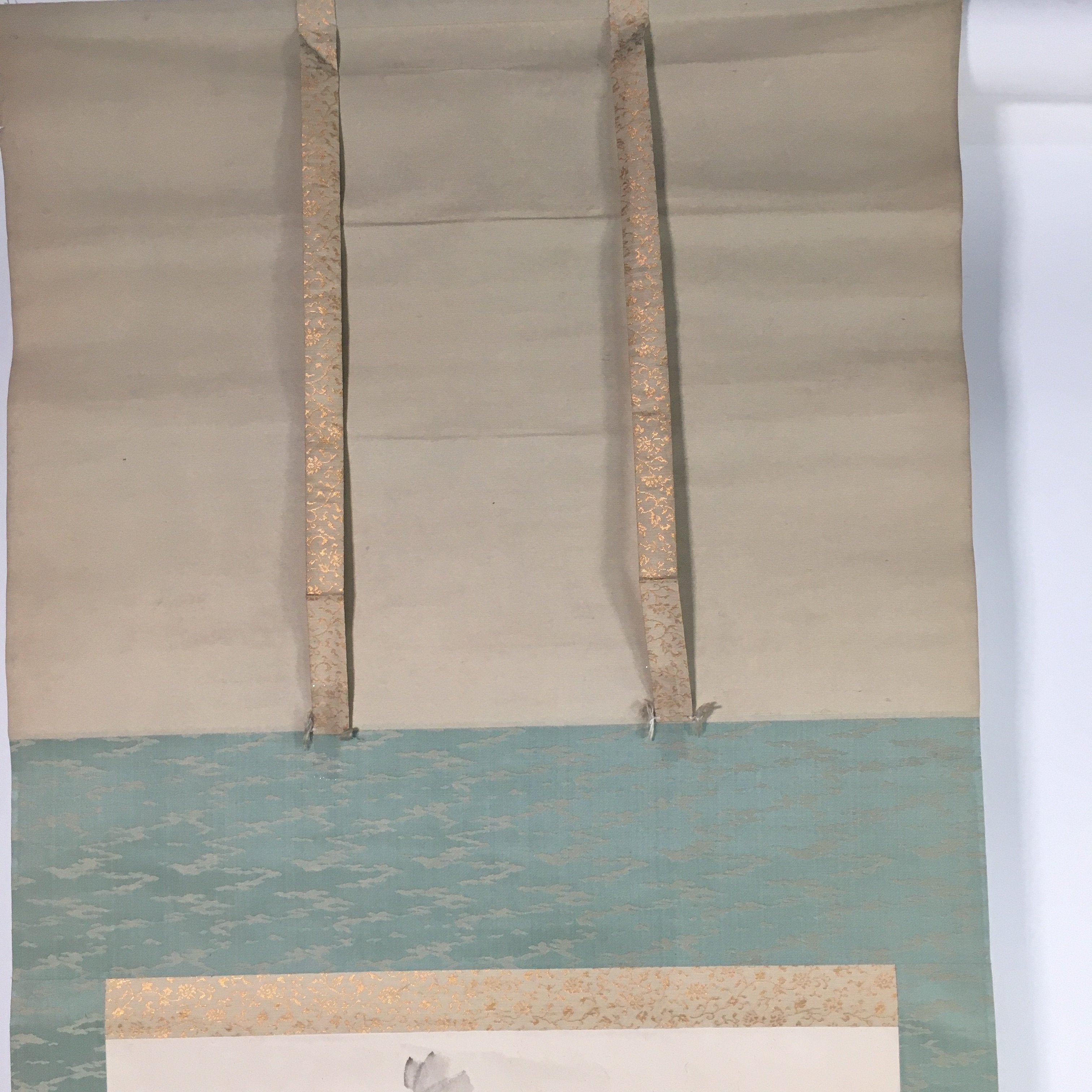 Japanese Hanging Scroll Vtg Kakejiku Kakemono Painting Swallows Fly SC663