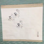 Japanese Hanging Scroll Vtg Kakejiku Kakemono Painting Swallows Fly SC663