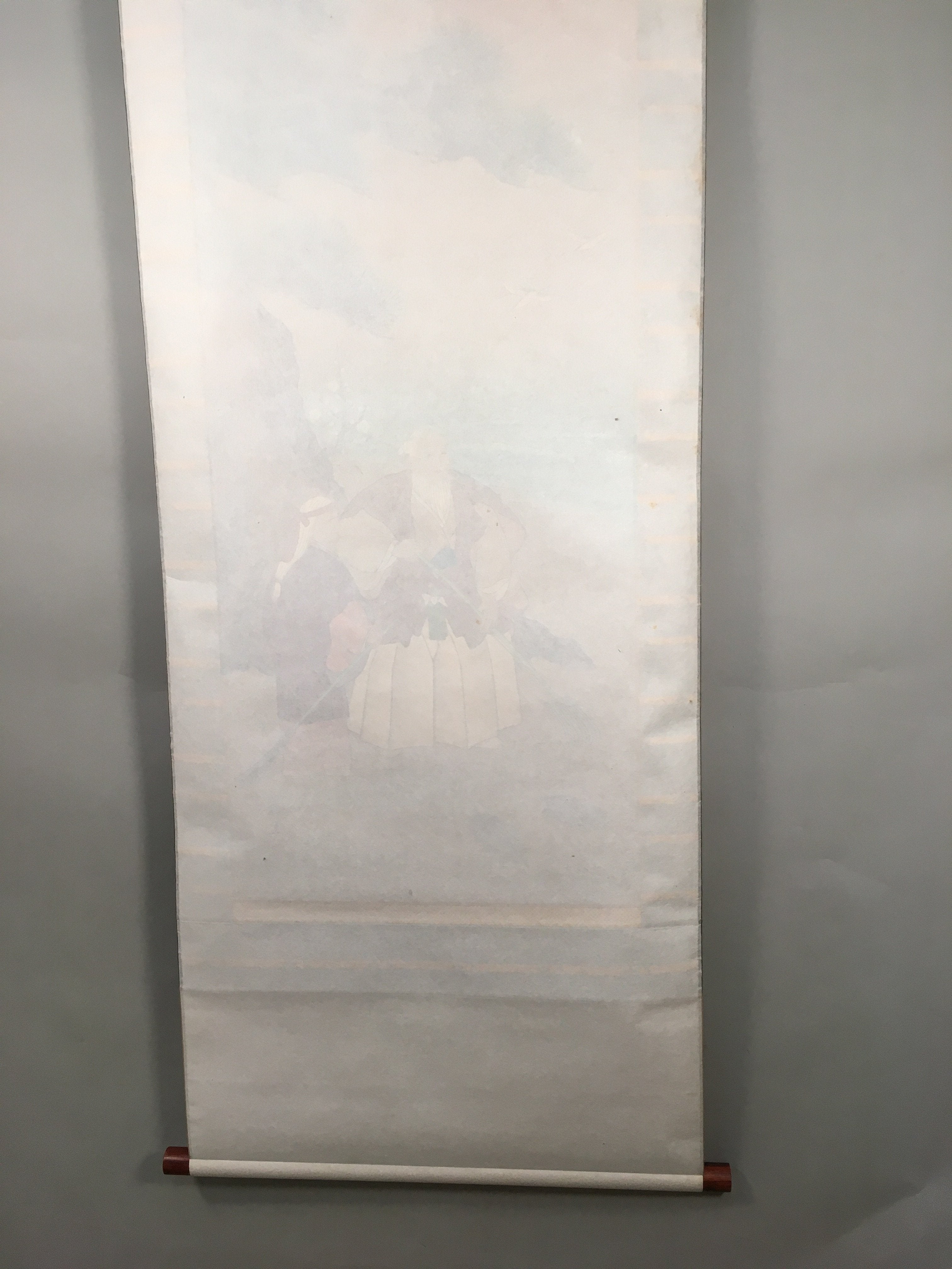 Japanese Hanging Scroll Vtg Kakejiku Kakemono Painting Takasago SC579