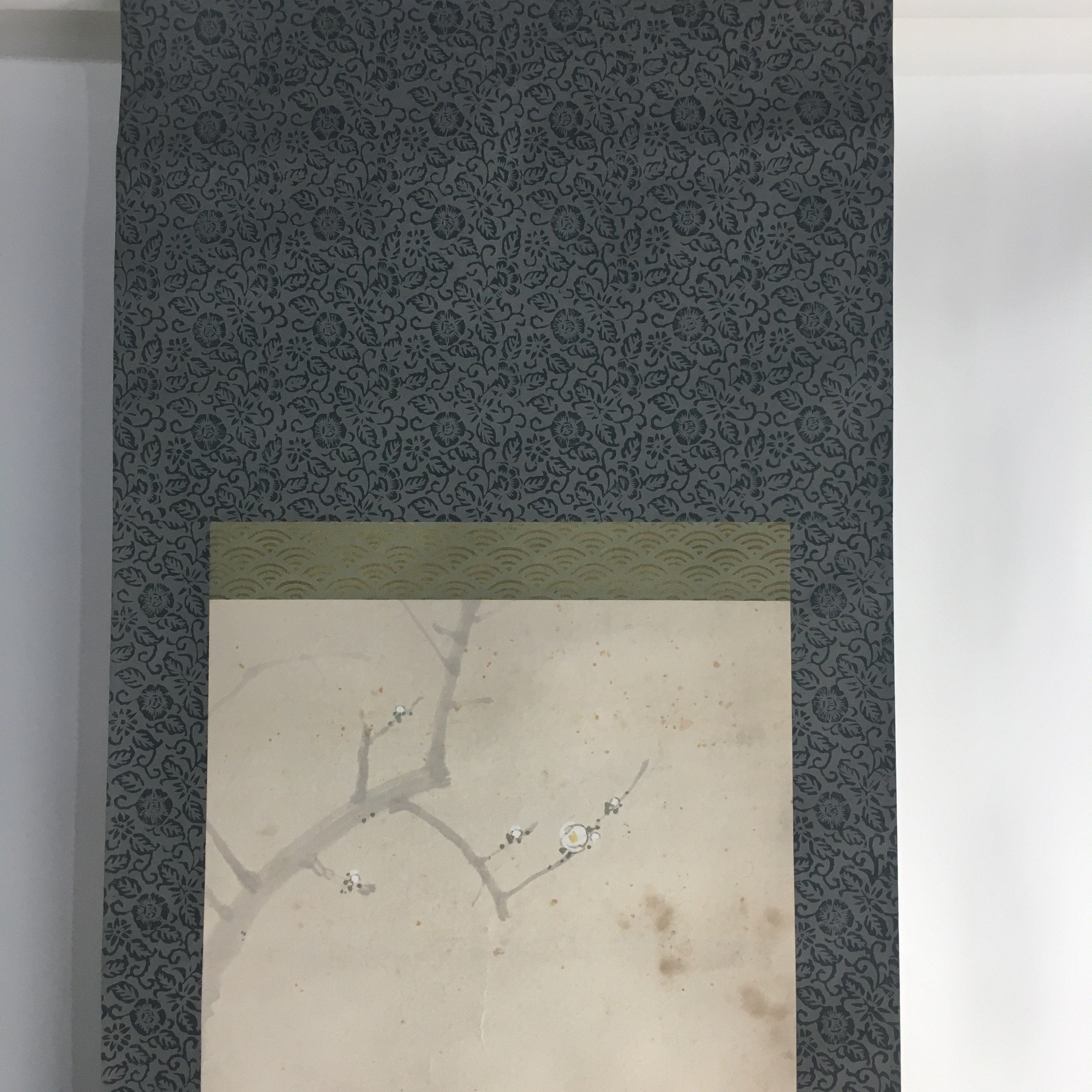 Japanese Hanging Scroll Vtg Kakejiku Kakemono Painting Two Cranes Baiitsu SC652
