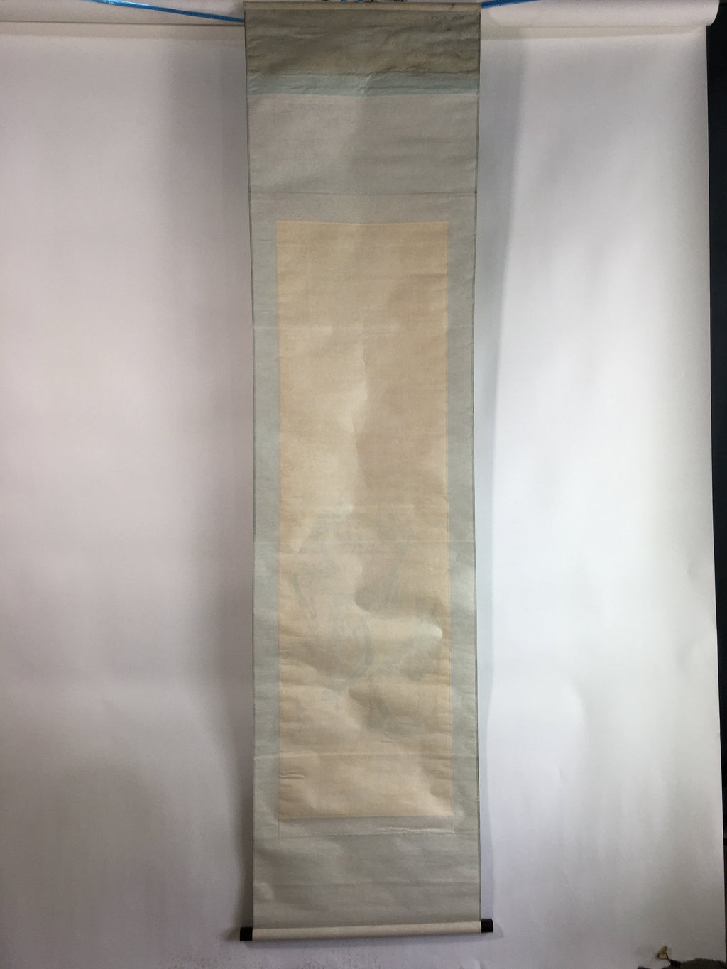 Japanese Hanging Scroll Vtg Kakejiku Kakemono Painting Two Men Letter SC670