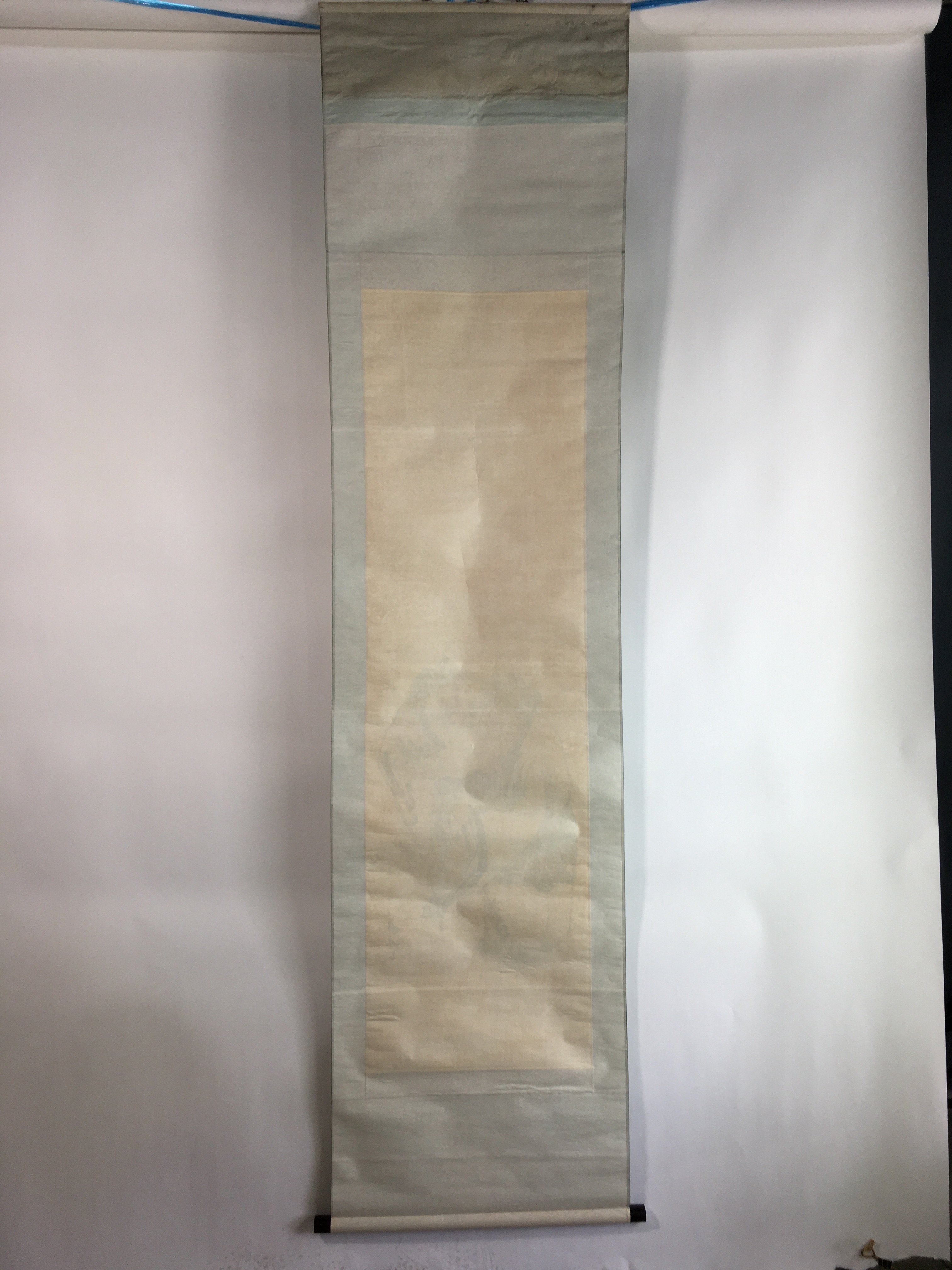 Japanese Hanging Scroll Vtg Kakejiku Kakemono Painting Two Men Letter SC670