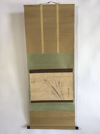 Japanese Hanging Scroll Vtg Kakejiku Kakemono Painting Wheat Butterfly SC634