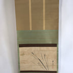 Japanese Hanging Scroll Vtg Kakejiku Kakemono Painting Wheat Butterfly SC634