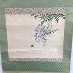 Japanese Hanging Scroll Vtg Kakejiku Kakemono Painting Wisteria Flowers SC626