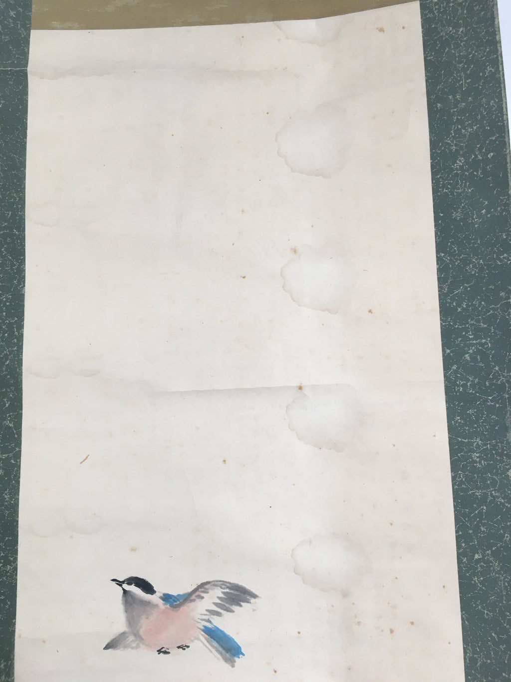 Japanese Hanging Scroll Vtg Kakejiku Kakemono Peony Flower Sparrow SC679