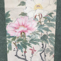 Japanese Hanging Scroll Vtg Kakejiku Kakemono Peony Flower Sparrow SC679