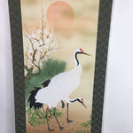 Japanese Hanging Scroll Vtg Kakejiku Kakemono Plum Blossom Crane Pine Tree SC650