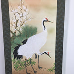 Japanese Hanging Scroll Vtg Kakejiku Kakemono Plum Blossom Crane Pine Tree SC650