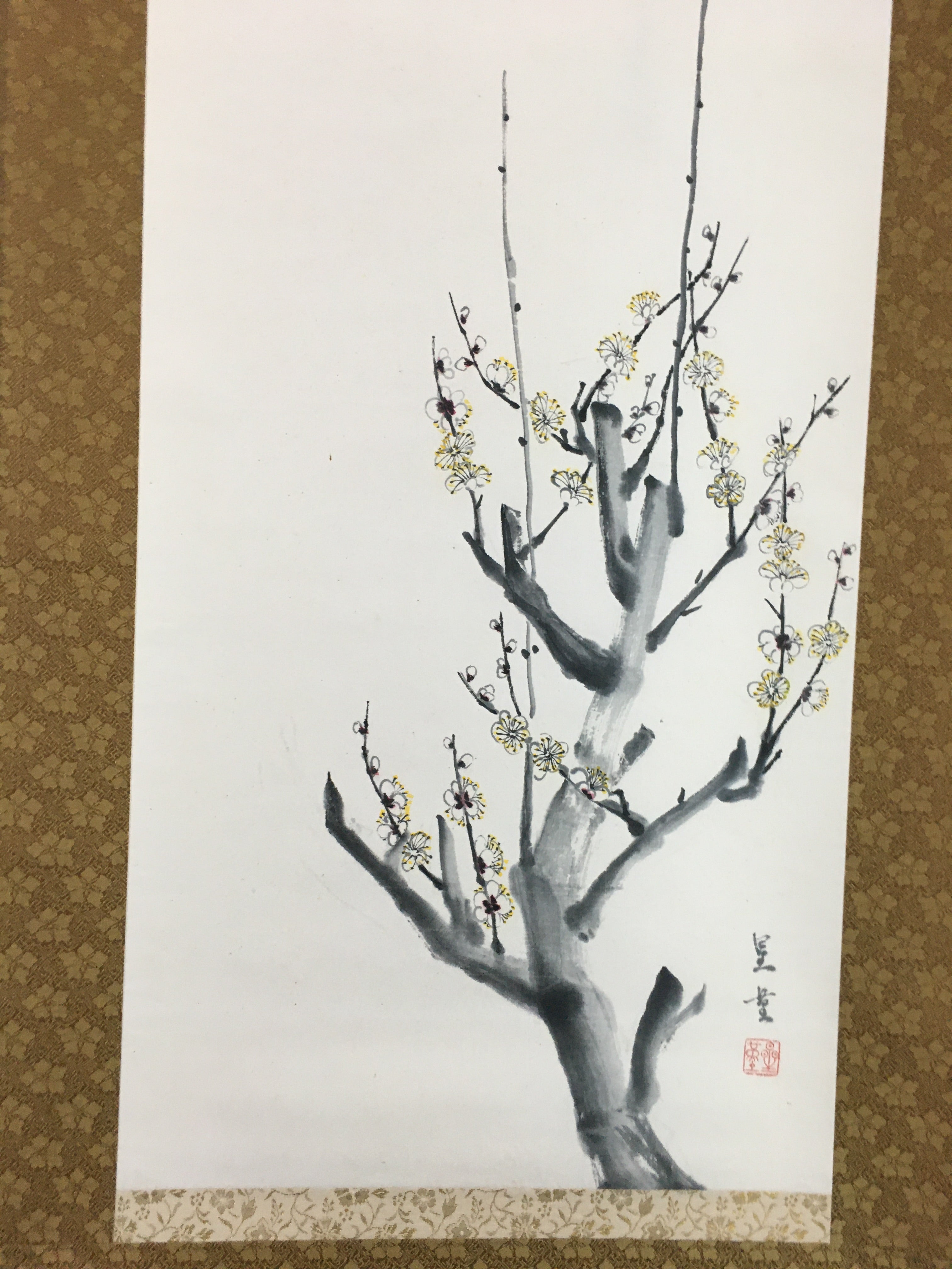 Japanese Hanging Scroll Vtg Kakejiku Kakemono Plum Blossom SC712